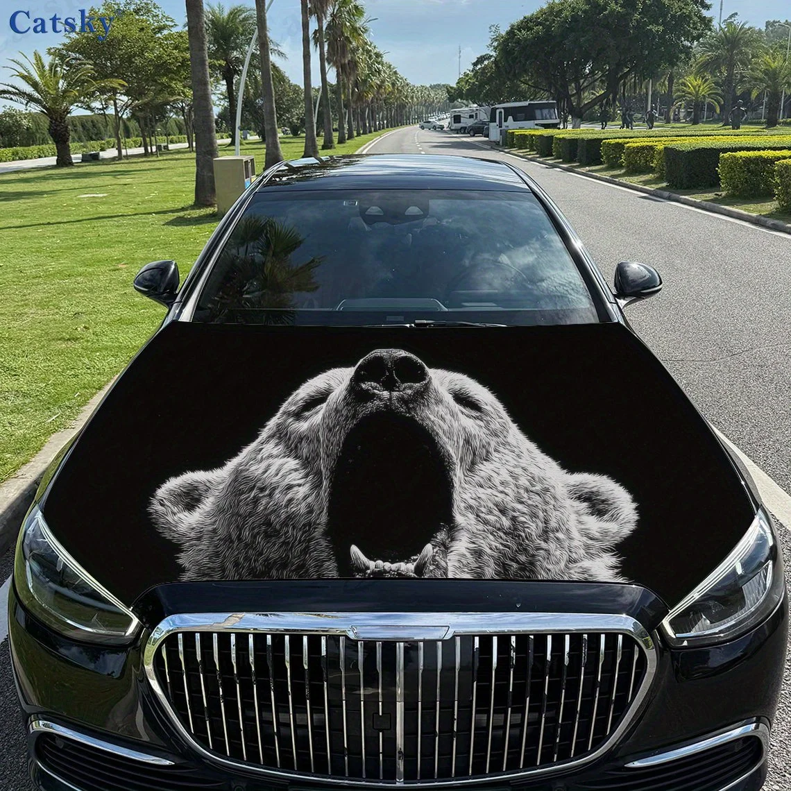 Cool Roaring Bear print,car hood stickers,PVC waterproof Self adhesive car hood sticker,car hood decoration protection stickers,