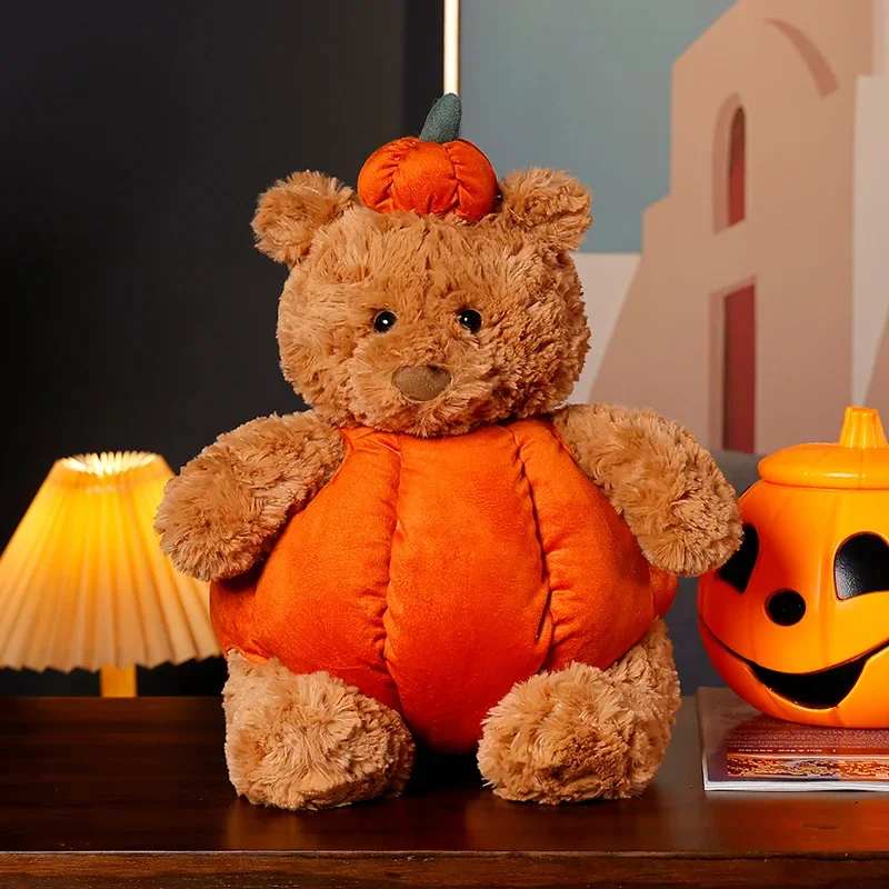 35cm Cute Creative Bear Pumpkin Wearing Suit Can Take Off Stuffed Lovely Bear Halloween Celebration Birthday Holiday Gift