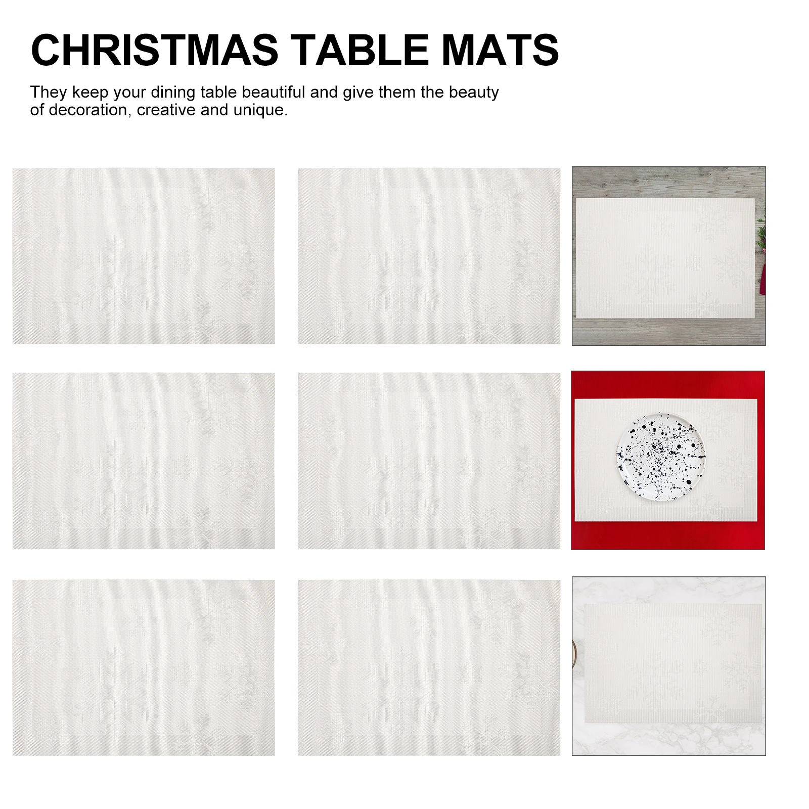 

6Pcs Christmas Snowflake Placemats Silver Xmas Place Mats Unique Patterns Classic Colors Creative Table Decor Festival Mats