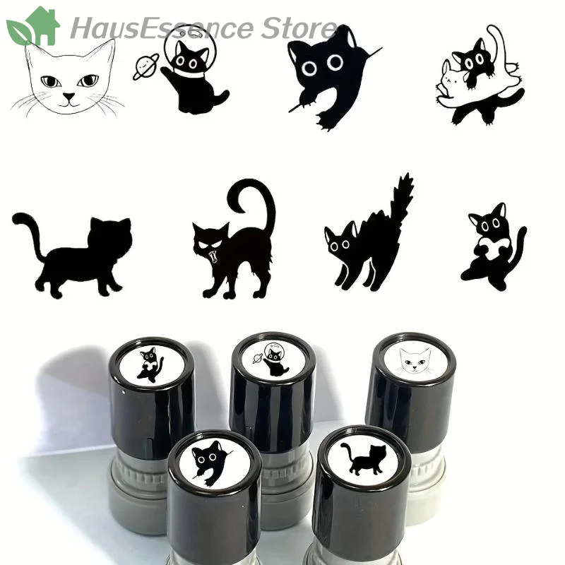 Tampon décoratif en forme de chaton noir de dessin animé, idéal pour le scrapbooking, la décoration de journaux et les collages DIY