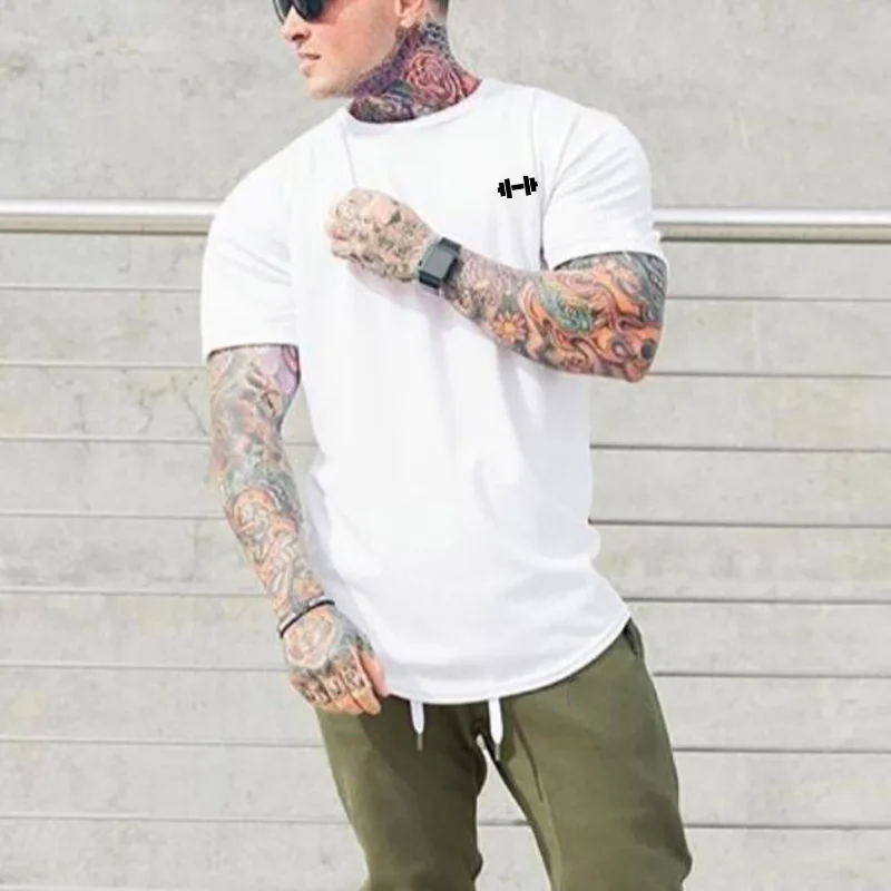 2023 Men T-shirt Male Sports Gym Muscle Fitness T Shirt Blouses Loose Short Sleeve Summer Bodybuilding Tee Tops Men's Clothing view 4