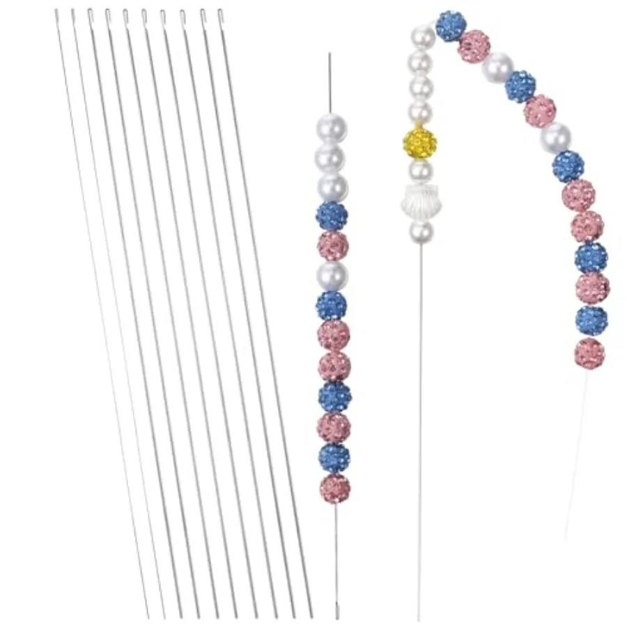 10 Pcs Beading Needles for Jewelry Making, 5 Sizes Bead Spinner Needles 6.7 Inch Long Beading Needle Needle-Free Beadings Suppl