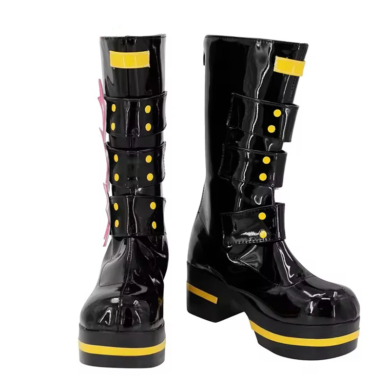 

Game Kagamine Rin/Len Cosplay Shoes Prop PU Leather Shoes Halloween Carnival Boots Custom Made