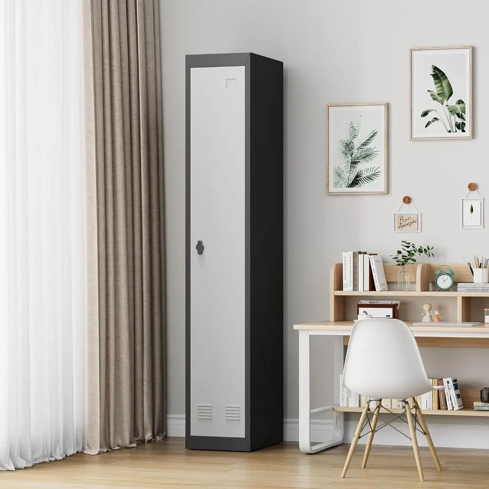 

72 Tall Metal Lockers with Doors for Employees & Students, Shelves Included, Grey Steel Storage Cabinets for School, Garage, Off
