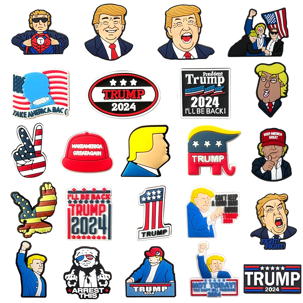 23pcs Cartoon United States President ​for Shoe Charms pvc DIY  Shoe Accessories for Classic Clog Shoe Decoration Kids Gifts