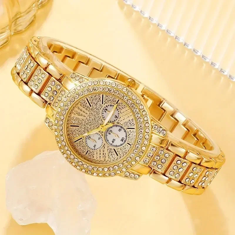 1/3 Pieces Luxury Rhinestone Women Watches Elegant Roma Dial Ladies Watch to Quartz Reloj Mujer Girls Watch Gift (Without Box)