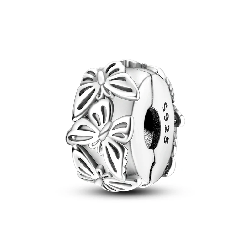 Clip-Charms, neuer 925er-Sterlingsilber-Anhänger mit Verschluss, Silikon-Abstandsperle, passend für Original-Armbänder, Halsketten, DIY-Charm, Schmuck, Frauen, Geschenk