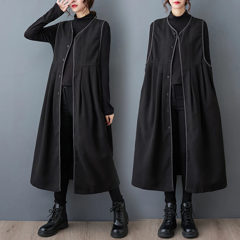 

Осень Faion Color Blo Svel Жилет Dr Верхняя одежда Большой размер Женский повседневный длинный открытый кардиган Dr Commute Sle Loo...