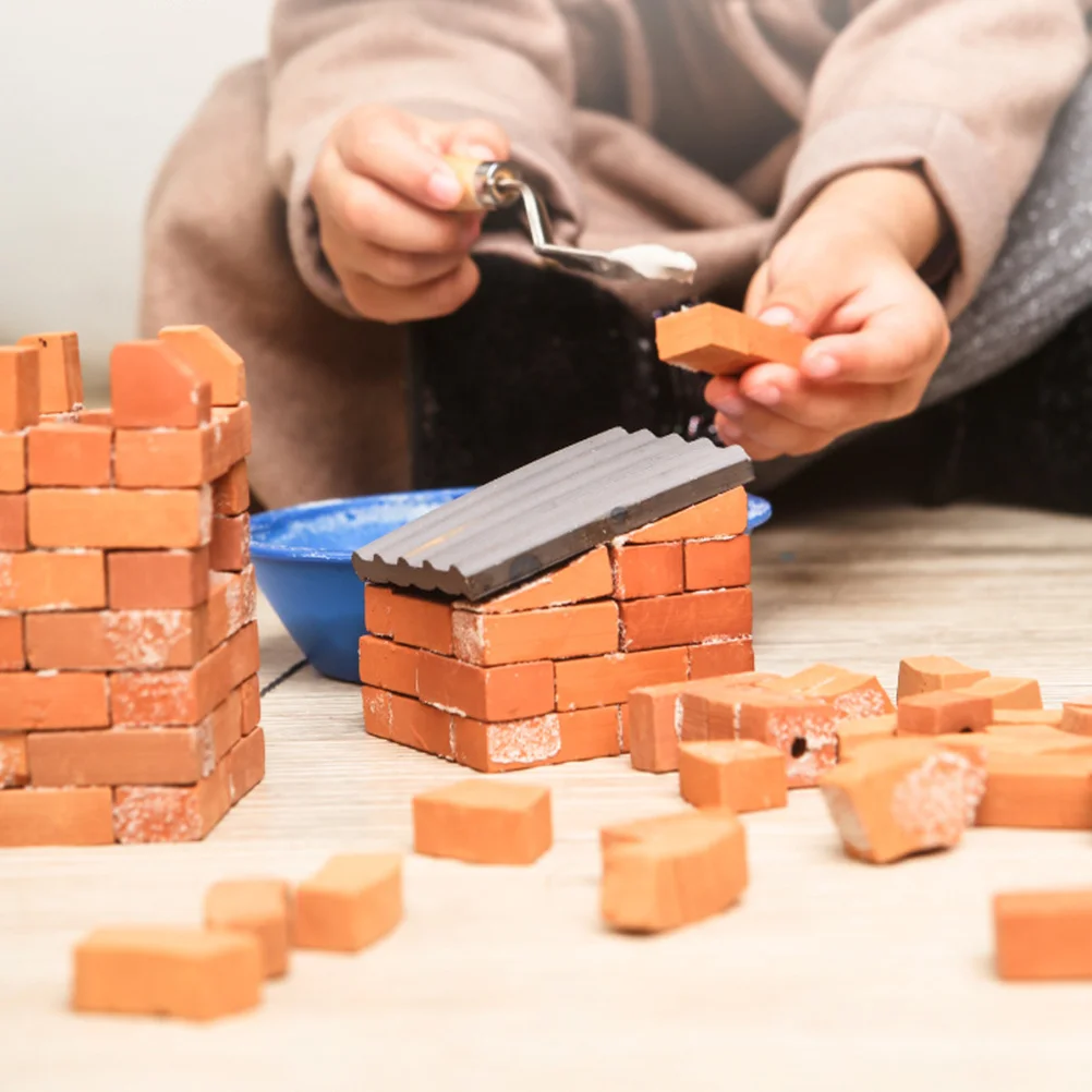 50 szt. Klocków dla dzieci do rękodzieła, miniaturowe czerwone cegły, mocne i wytrzymałe, do dekoracji bajkowego ogrodu, mini cegły dekoracyjne, ozdoby z cegieł.