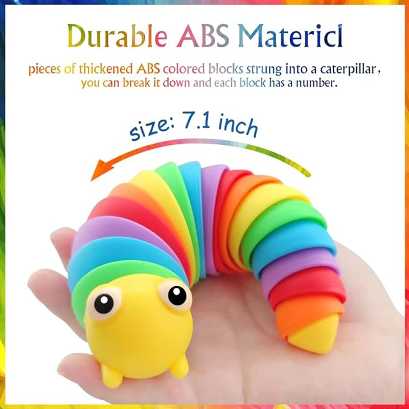 2 Pieces Colorful Articulated Fidget Rainbow Caterpillar Toy Ocean Shark Decompression Toys Stim Toy Decompression Fun Children