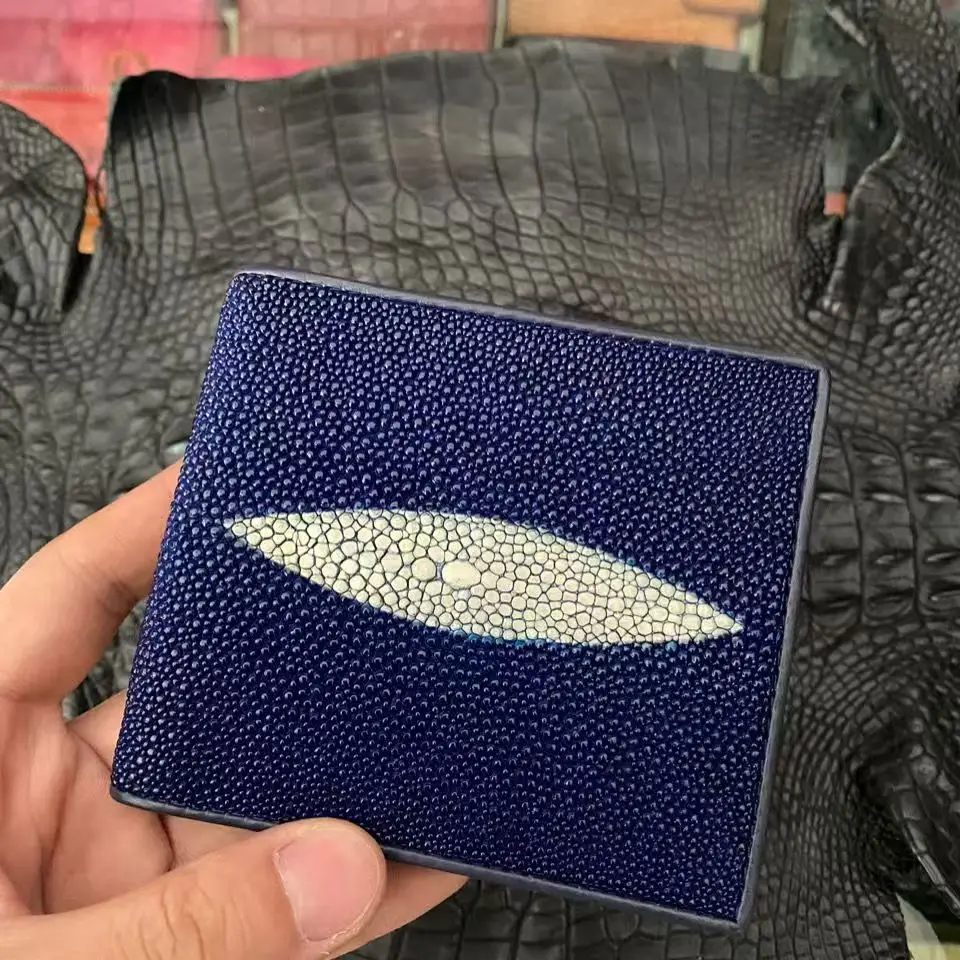 2025 New Pearl Fish Leather Men's Wallets Fashion Genuine Leather Short Wallet For Man Multi Function Stingray skin Money Bag 45