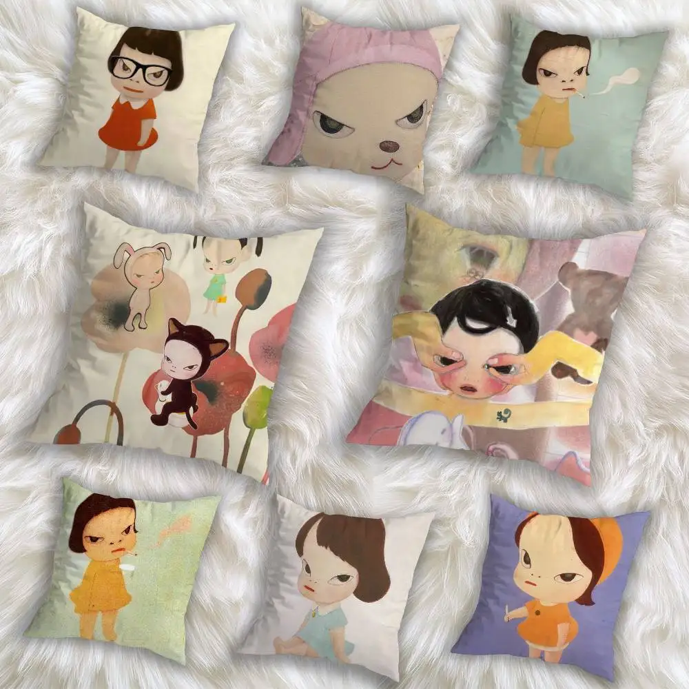 

Cute Y-Yoshitomo Nara ART Pillow Case Sofa Living Room Bedroom Headboard Backrest Cushion Square Cushion Nap Time