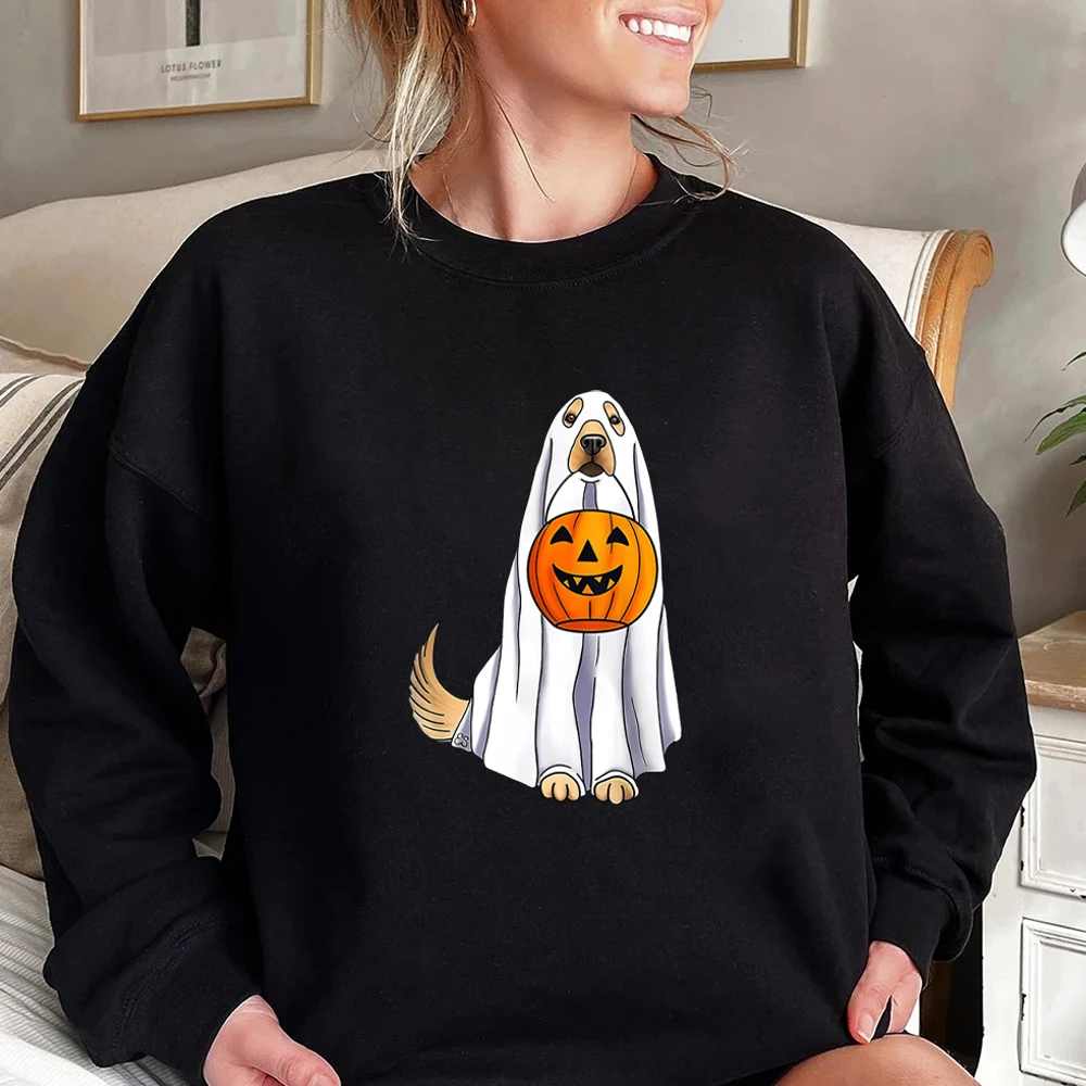 Halloween Dog Sweatshirt Funny Halloween Sweater Golden Retriever Shirt Golden Retriever Ghost Hoodie Unisex Sweatshirts