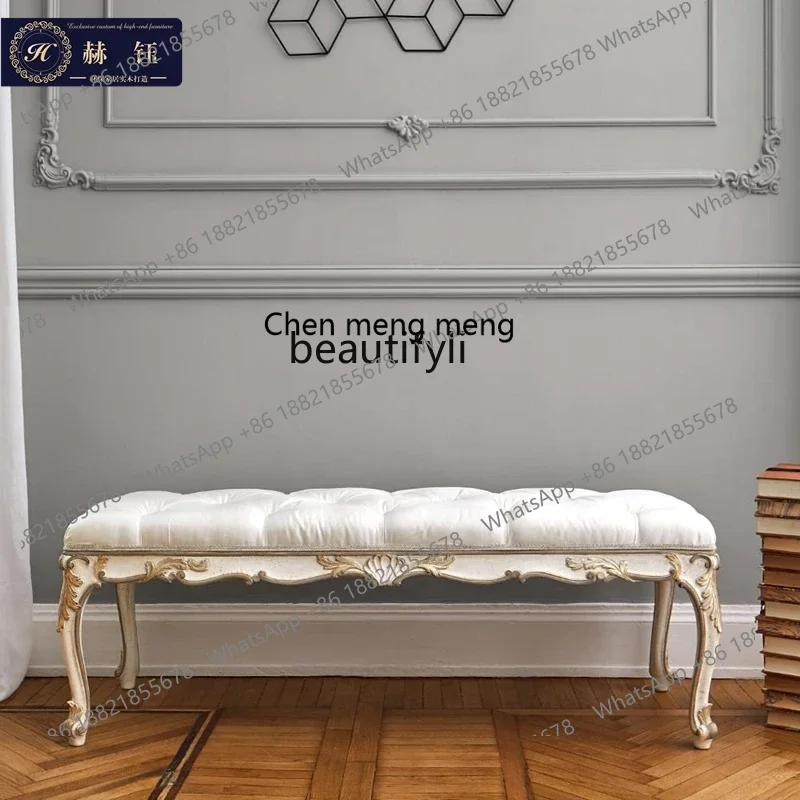 CC182High-end European bedside stool French light luxury sofa stool, antique bed front, leisure stool R