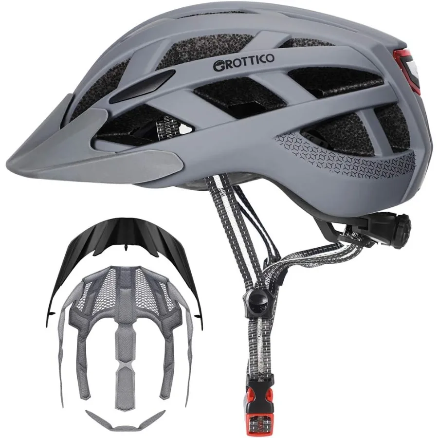 

Регулируемый велосипедный шлем со светодиодной подсветкой для взрослых, мужчин, женщин, горный и дорожный велосипедный шлем со сменными подушечками и съемным визитом