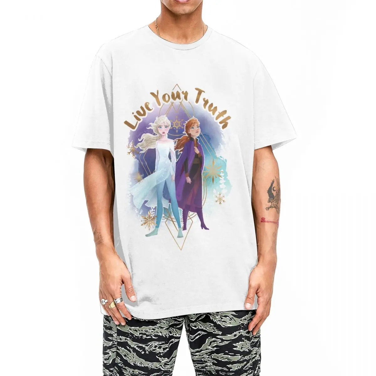 Frozen Anna Elsa T-Shirts Men Women Crazy Pure Cotton Tees Round Neck Short Sleeve T Shirts Birthday Present Tops