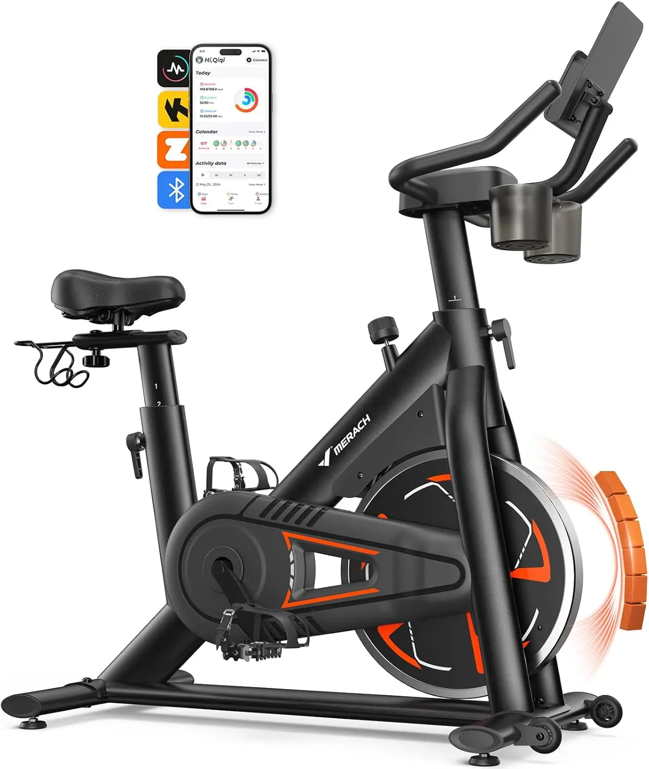 

Magnetic Exercise Bike Low Noise Stationary Bike for Home with Comfortable Seat Cushion Spinning Bike with 330 lb Weight