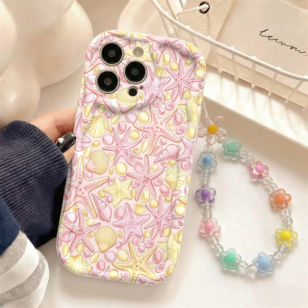 Lanyard Wrist Strap Phone Case For Samsung Galaxy A56 S26 S24 S25 Plus S23 Ultra A57 A17 A27 A55 A36 A07 Cartoon Starfish Cover