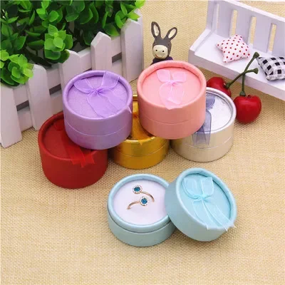 

24Pcs Elegant Round Earring Rings Box Bowknot Jewelry Organizer Box Holder Wedding Engagement Gift Package Box Display