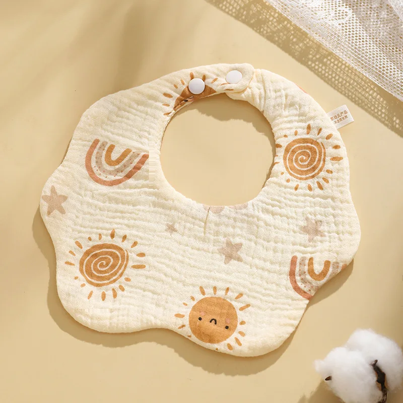 1PCS Baby Feeding Bibs 6 Layers Cotton Petal Infants Print Crepe Saliva Towel Newborn Toddler Soft Burp Cloth Kid Bib