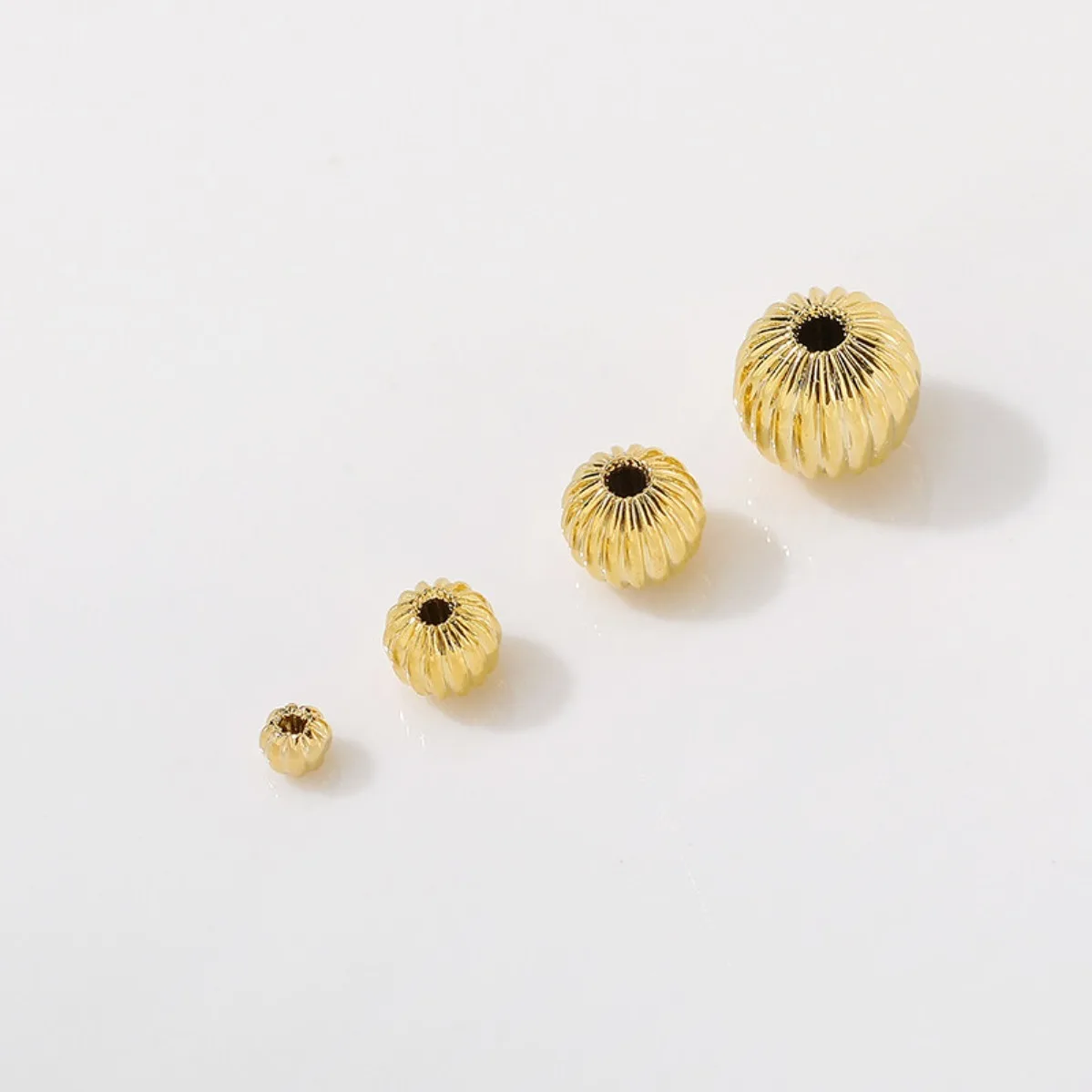 14K Gold Plated Color Retention Pumpkin Pattern Lantern Watermelon Spacer Loose Beads DIY Bracelet Necklace Jewelry Findings