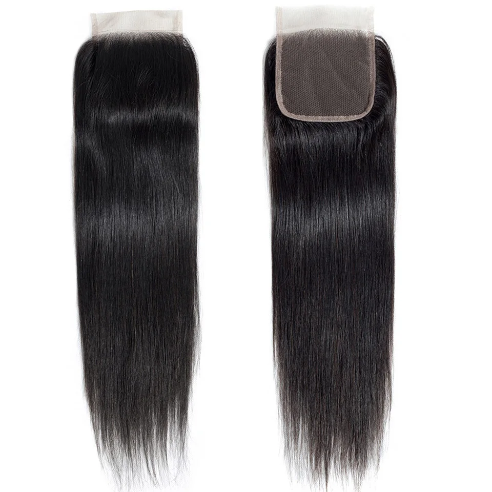 

Queenlike Human Hair Free Part Closure 130% Density Swiss Lace Remy Hair Natural Color Straight Lace Closure