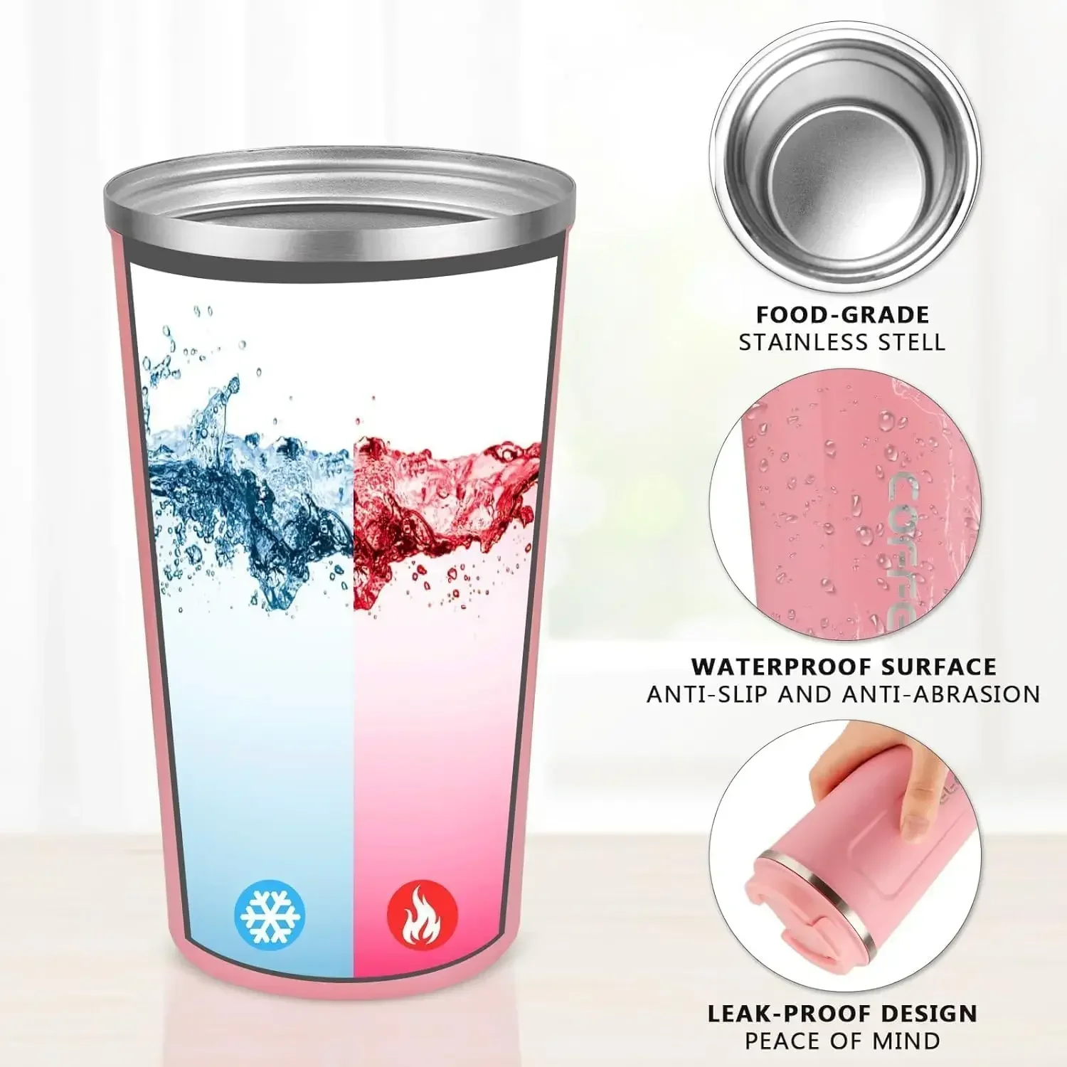 380/510ML Pink Stainless Steel Thermal Mug Thermo for Coffee Water Bottle Leakproof Travel Drinkware Travel Thermal Mug