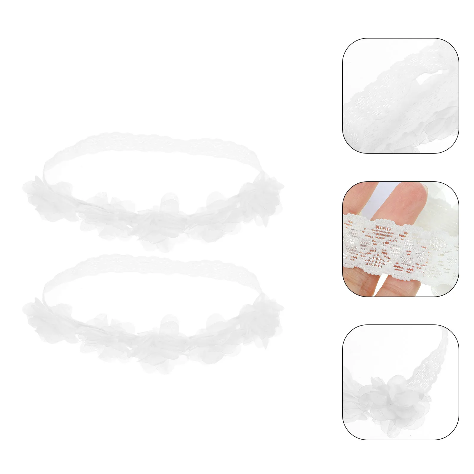 

2Pcs Girls Headband Set Soft Elastic Ribbon Hair Band for Newborns Toddlers Photography Prop Flower Design Headwear