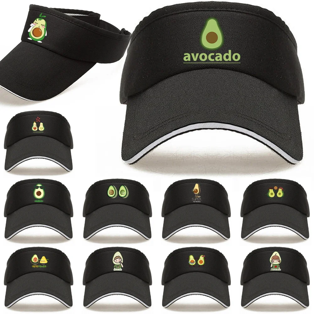 

Summer Sun Hats Unisex Top Empty Solid Sports Tennis Running Sunscreen Cap Visor Protection Breathable Beach Hat Avocado Pattern