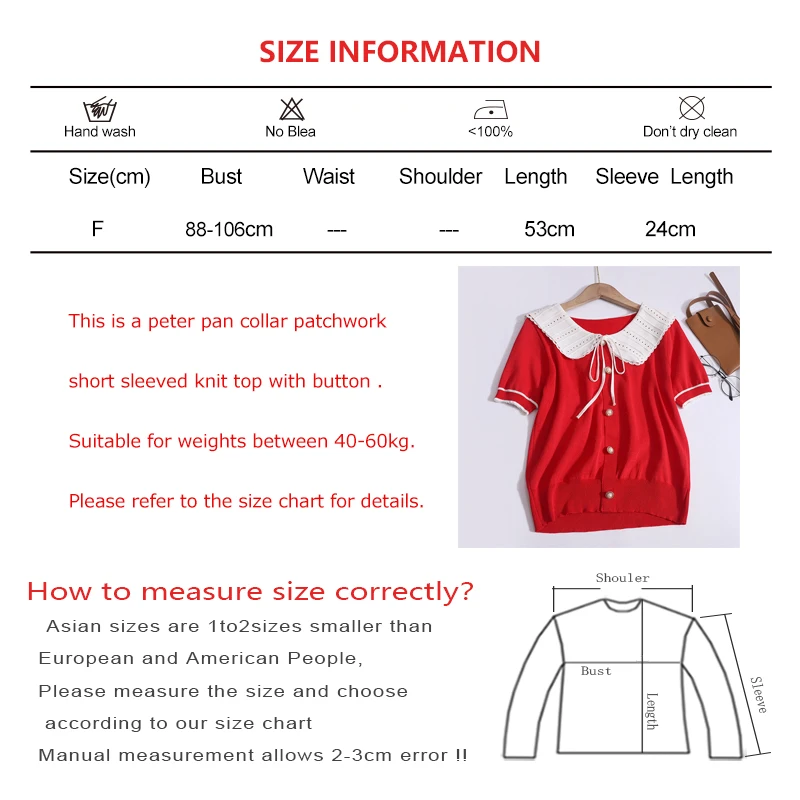 Women Spring Summer Patchwork Peter Pan Collar Short Top Thin Button Short Sleeve Knit Top Elastic Casual Lace up Office Shirt