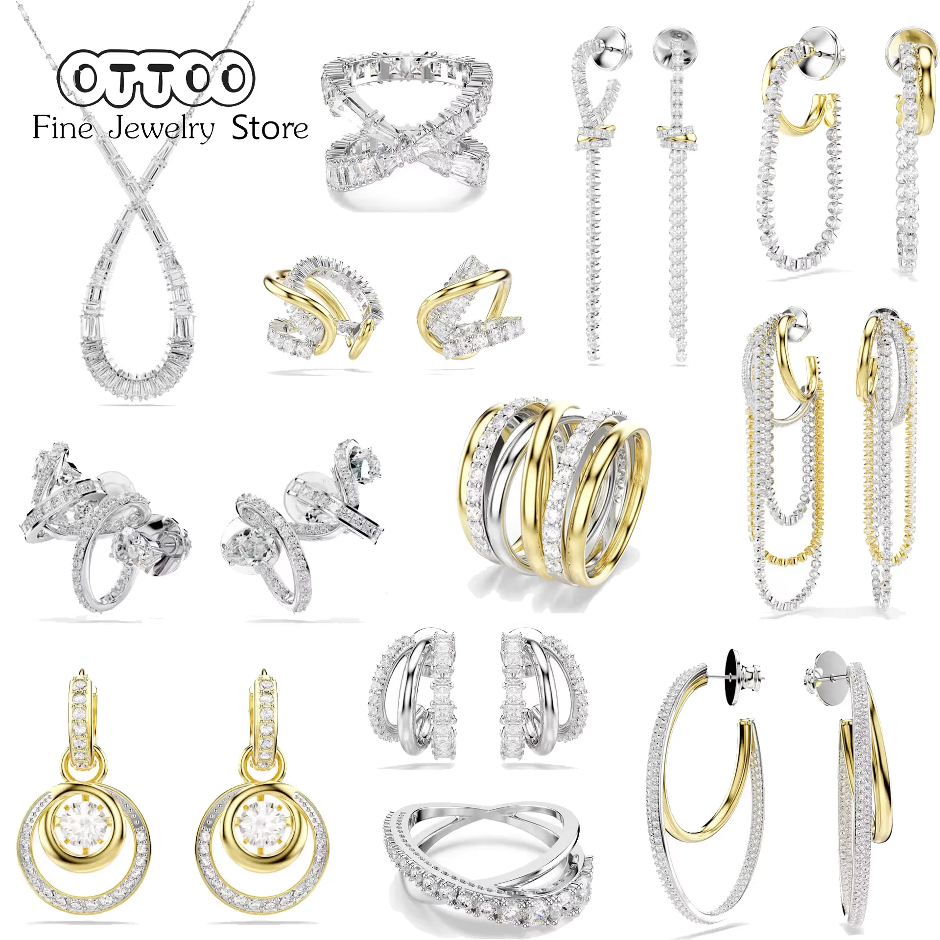 Original 2026 New Spiral Fine Jewelry Set for Women Charms Green Crystal Prong Setting Necklace Spiral Ring Earring Jewelry