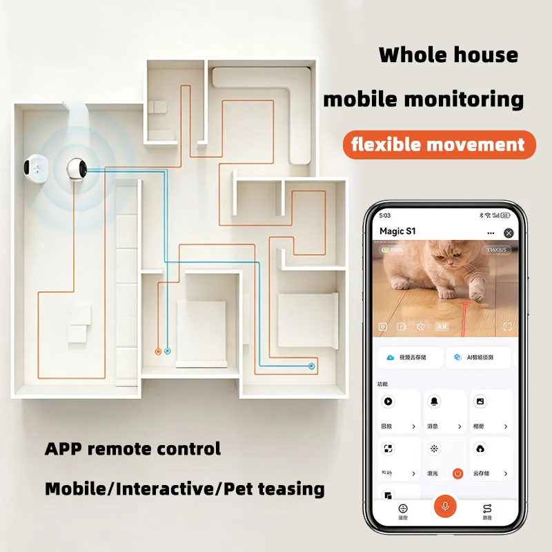 Pet robot, whole house mobile monitoring camera, automatic recharge, whole house cruising, no dead corners, mobile phone remote