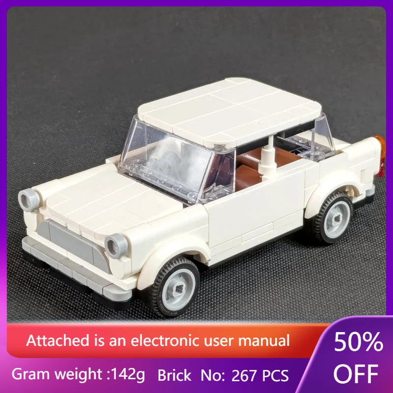 

267, детали, модель строительного блока, белый классический автомобиль, MOC, конструктор, креативный рождественский подарок для мальчиков, взрослых и детей