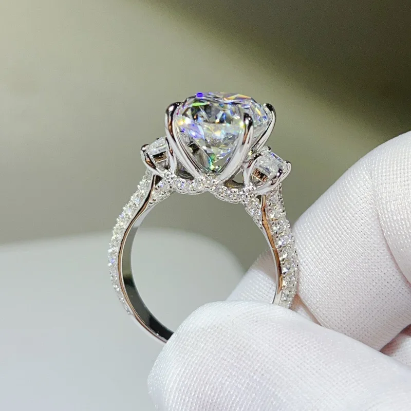 Vintage Oval Cut Full D Color Moissanite Diamond Ring Set Real 925 Sterling Silver Party Wedding Band Rings for Women Jewelry