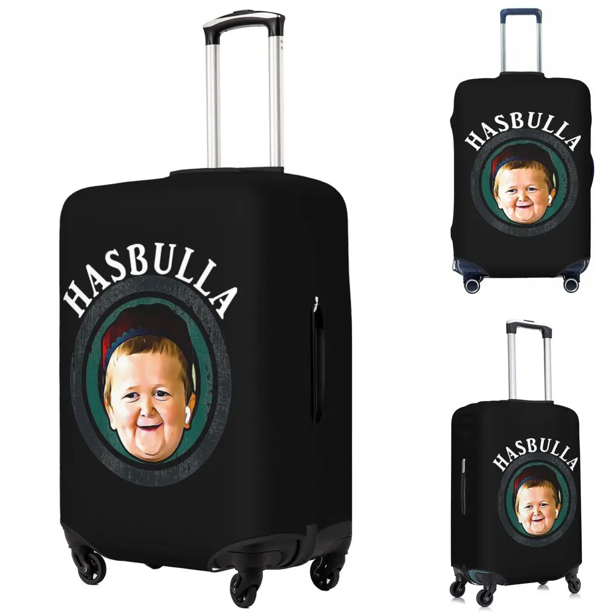 

Funny Hasbulla Magomedov Hasbullah Smile Classic Suitcase Cover Protection Elastic Travel Luggage Protector Covers for 18-32Inch