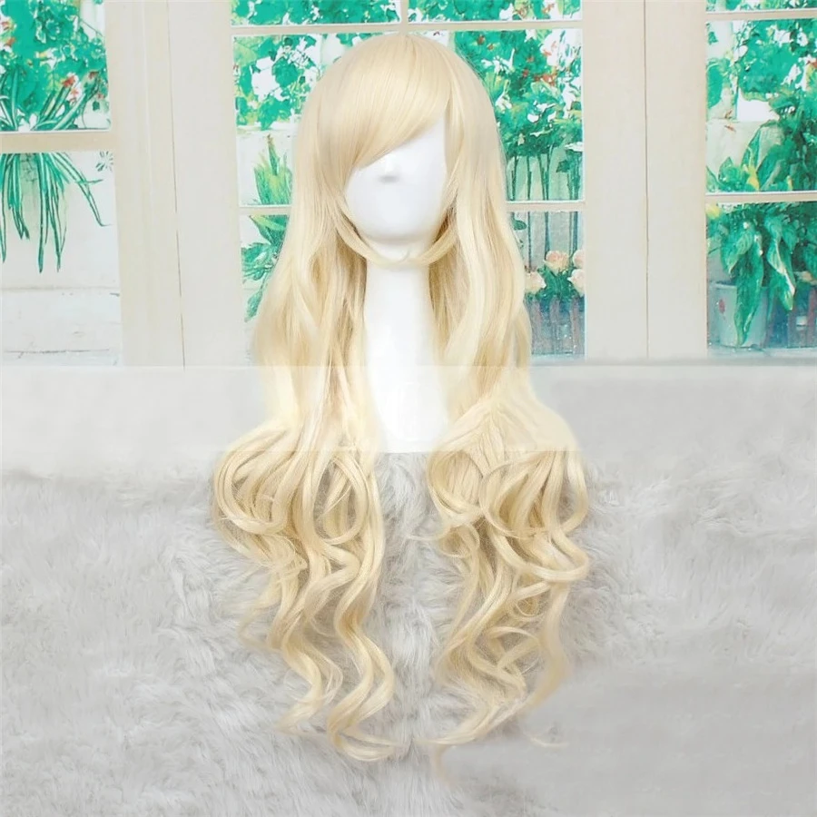 Pelucas de Cabello Rizado y Ondulado Rubio de Katsuki Bakugo, My Hero Academia, Izuku Midoriya, Peluca de Cosplay Verde Oscuro de 80 cm de Largo para Mujer