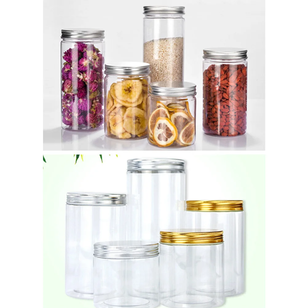 

6Pcs Candy Jars Aluminum Screw-on Lids Thick Storage Containers for Personal Care Kitchen Grain Nuts Storage Organizer