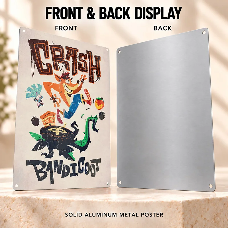 Crash Bandicoot Aluminum Posters Vintage Colorful Arcade Bedroom Wall Art Customized Metal Sign Premium Gift For Game Collectors