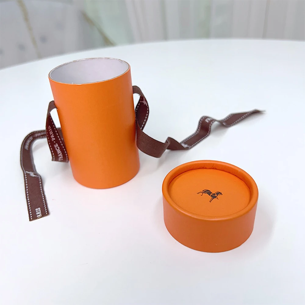 Conjunto con caja de regalo con cinta y bufanda cilíndrica naranja francesa, caja de regalo de Boutique de alta gama, conjunto de regalo preferido, caja de regalo con bufanda de alta calidad