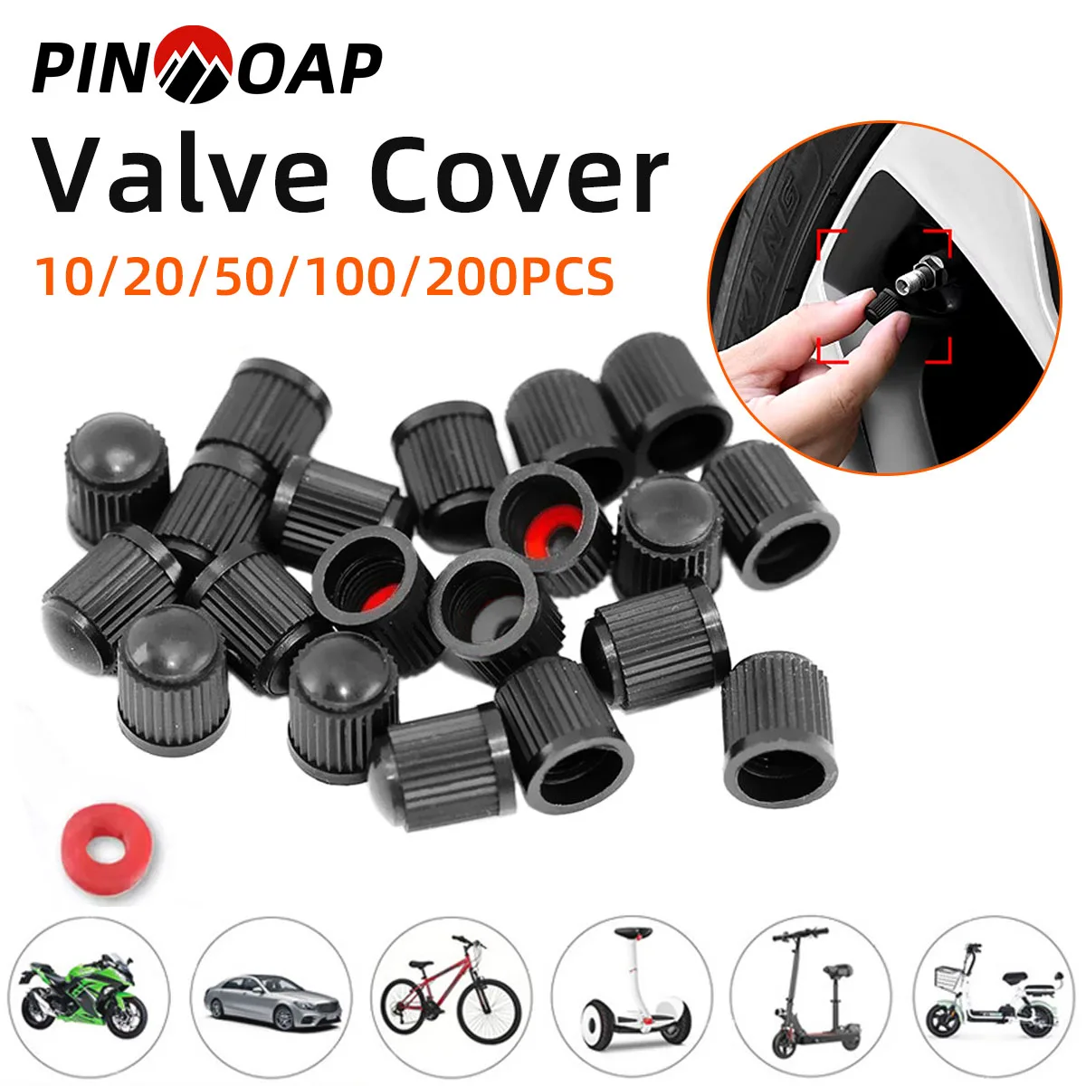

PINMOAP Прочная полиэтиленовая пластиковая крышка клапана с резиновым кольцом, уплотнительная пылезащитная крышка клапана для шин, высококачественный материал, покрышка для шин