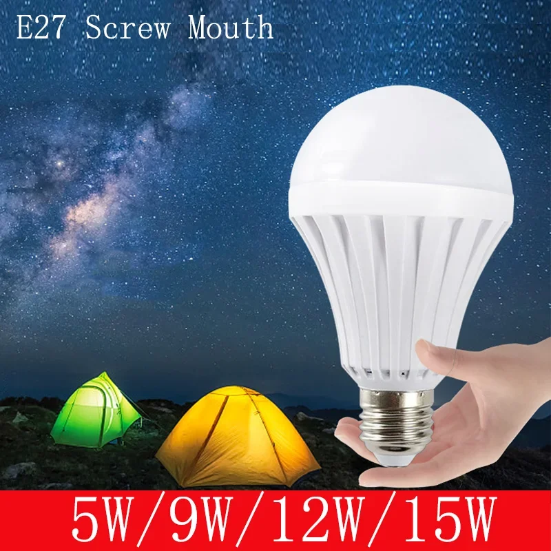 

E27 Rechargeable Emergency Light Bulb 7W/9W/12W/15W LED Bulb Lighting AC220V Power Outage Emergency Outdoor LED Bulb