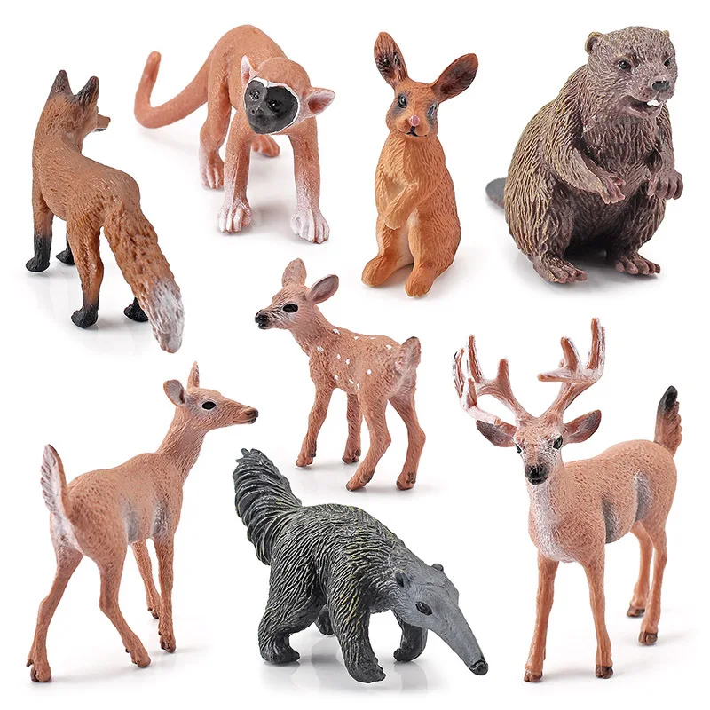 Alibaba Hot Simulated Forest Animal Deer Skunk Beaver Rabbit Solid Static Combination Model Set Realistic Fantasy Figurines