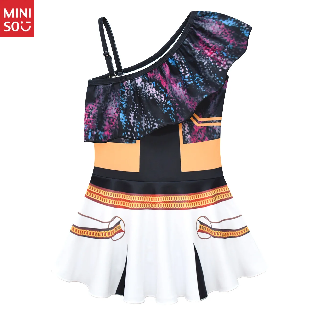  K-POP Adorable Girls' Off-Shoulder One-Piece Swimsuit - Witch Hunter Cosplay Theme Comfy Toddler Bathing Suit