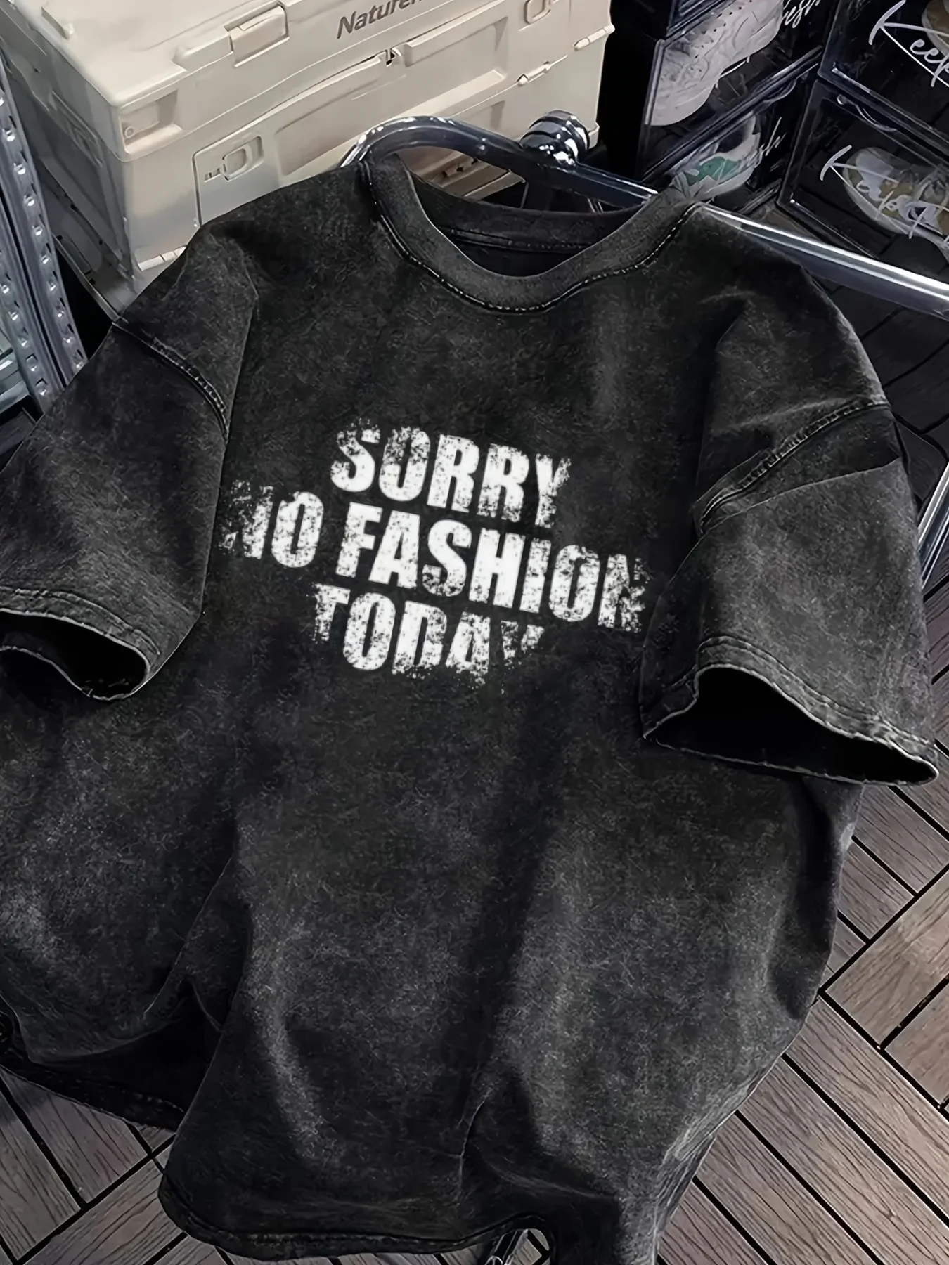 Sorry No Fashion Today Acid Wash T-Shirt Vintage Slogan Graphic Oversized Streetwear Casual Tops for Men Women