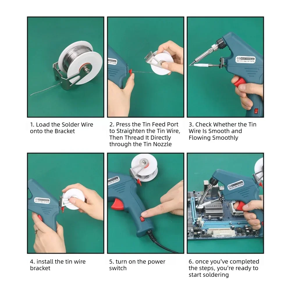 Adjustable Temperature Soldering Iron 220V 60W Auto Feed Tin Gun Hand Held Internal Heating Welding Tool For Electronics
