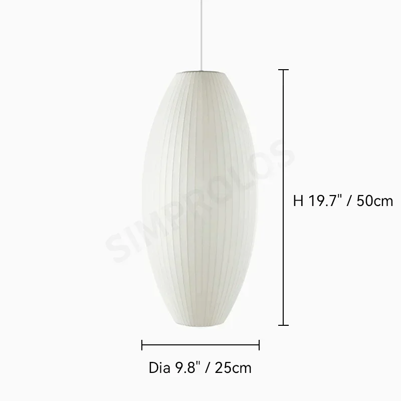 HomeLover Nelson Bubble Silk Fabric LED Pendant Lamp White 7