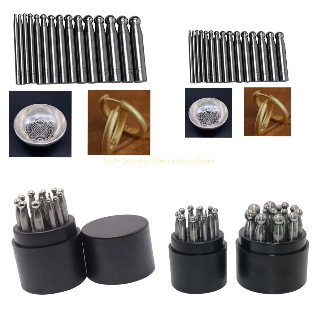 

D46E Jewelry Maker Steel Set 15/17Pcs Hammered Metal Stamping Tool With Case
