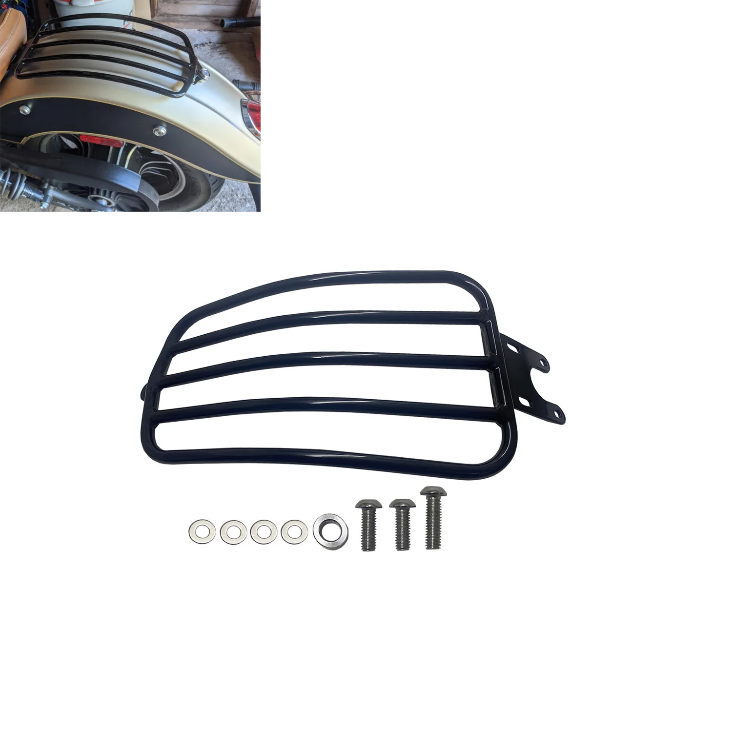 Black Solo Fender Luggage Rack Carrier Shelf Fit For Indian Scout 2015-2025