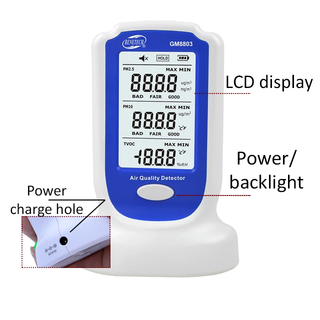 Benetech GM8803 Digital LCD Display Air Quality Detector Concentration Sensor Air Pollution Detector
