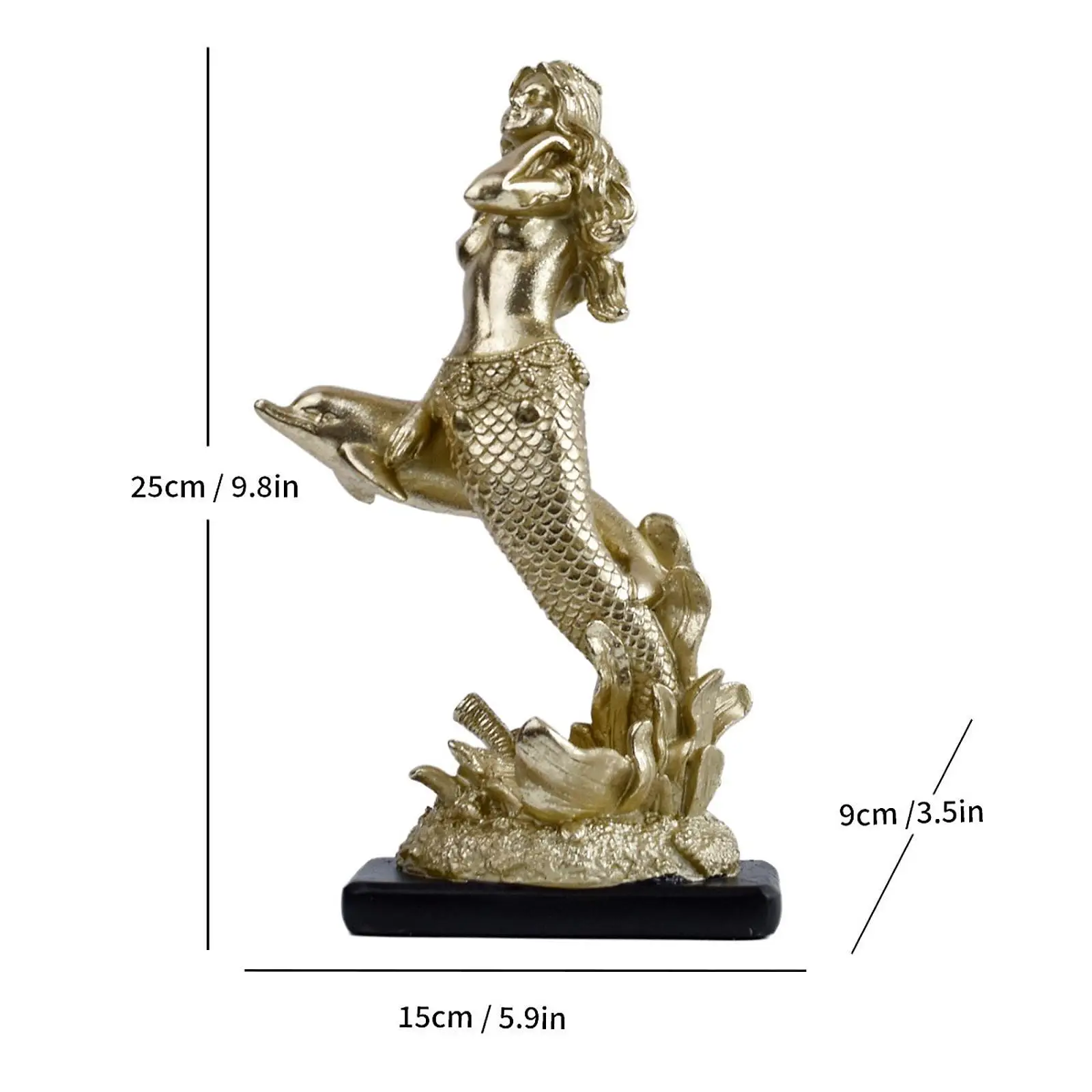 Mermaid Statue Sculpture Creative Gift Craft Centerpiece Tabletop Ornament Resin Figurine for Office Bedroom Living Room Home